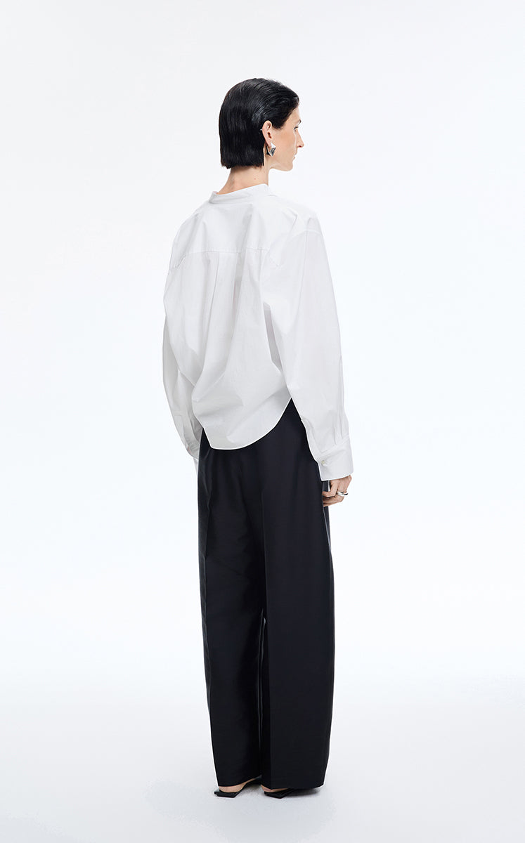 Shirt / JNBY Deconstructed Collar Cotton Blend Poplin Shirt