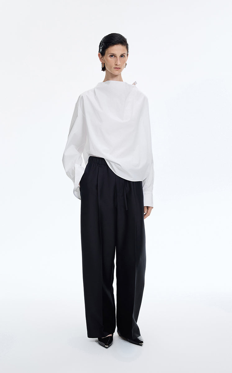 Shirt / JNBY Deconstructed Collar Cotton Blend Poplin Shirt