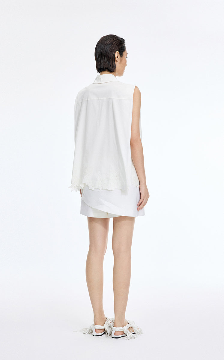 Shirt / JNBY Floral Cutwork Sleeveless Cotton Shirt