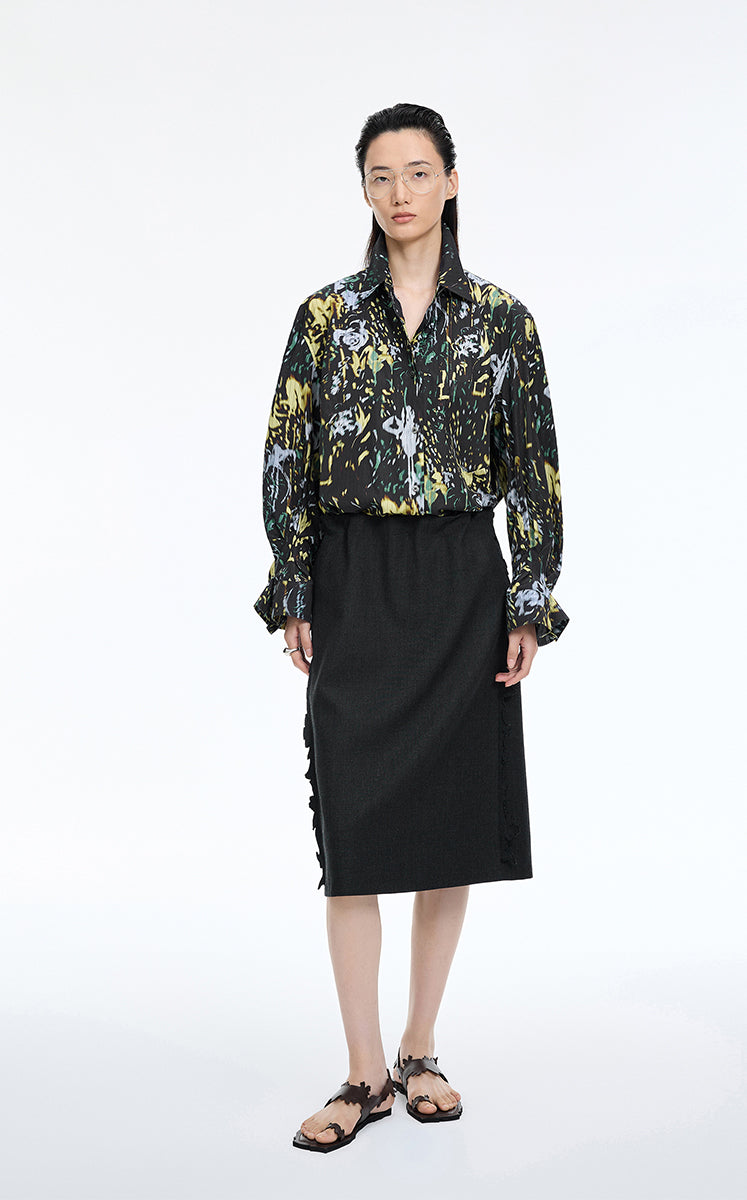 Shirt / JNBY Floral Print Oversize Cotton Shirt