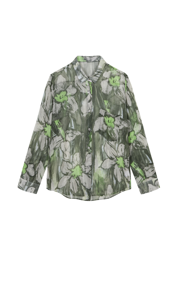 Shirt / JNBY Hand-Painted Floral Silk Shirt