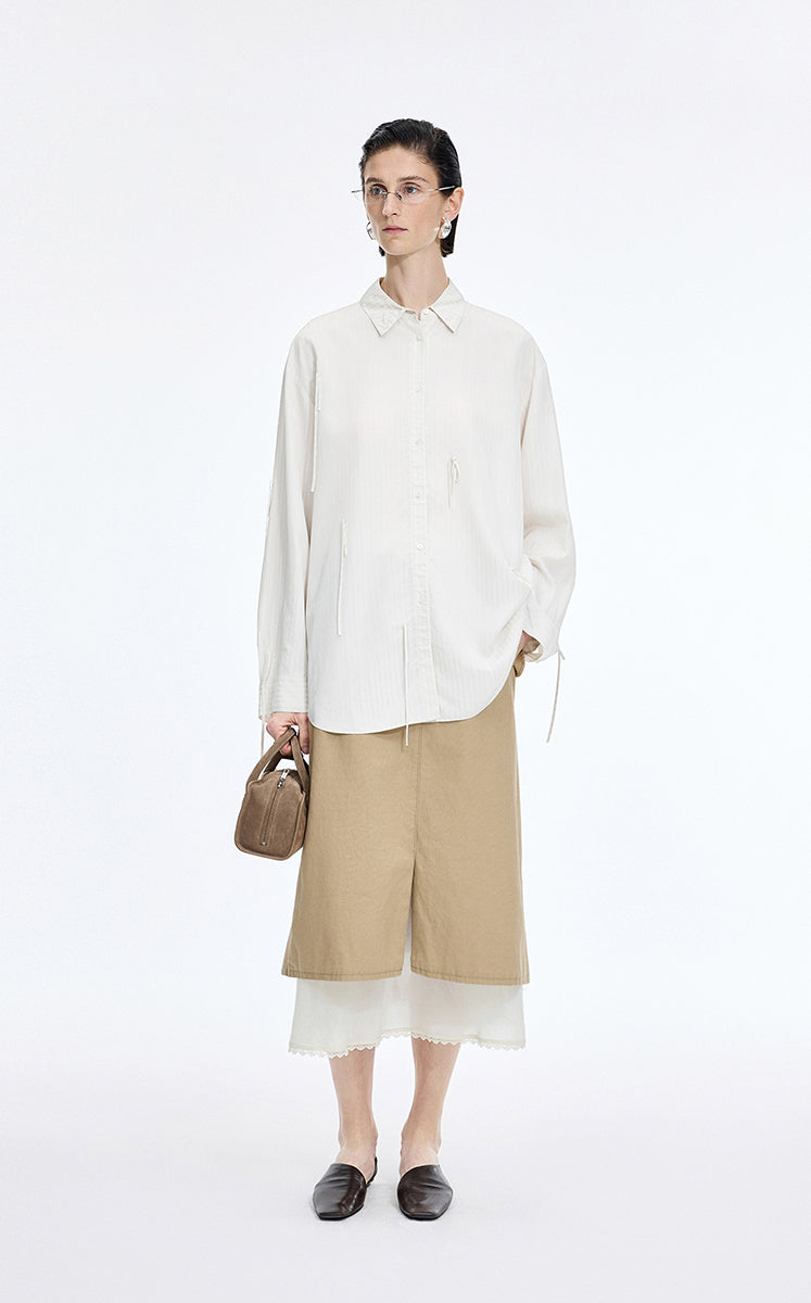 Shirt / JNBY Jacquard Fringe Oversized Shirt