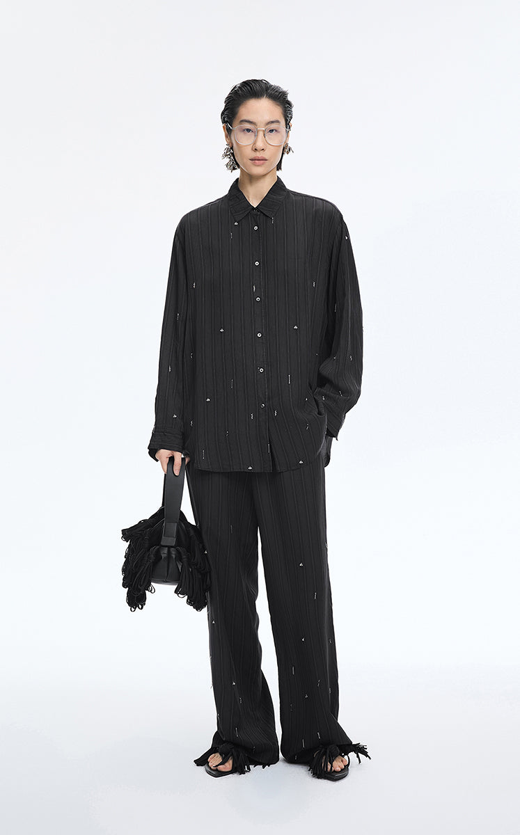 Shirt / JNBY Metallic Embellished Cupro Oversized Shirt