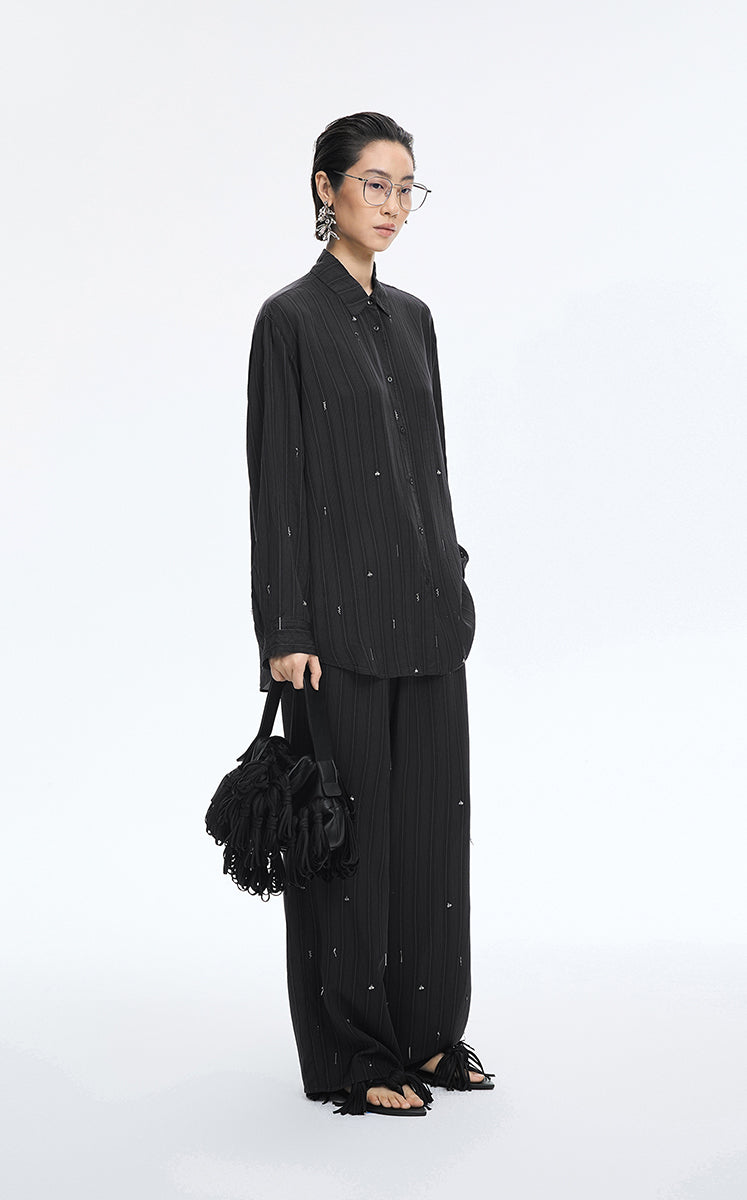 Shirt / JNBY Metallic Embellished Cupro Oversized Shirt
