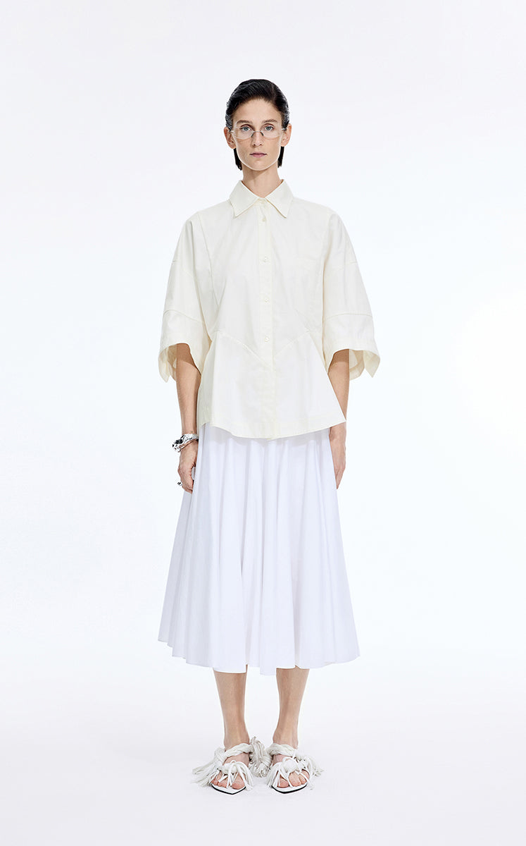 Shirt / JNBY Oversized Cutout Short Sleeve Cotton Shirt