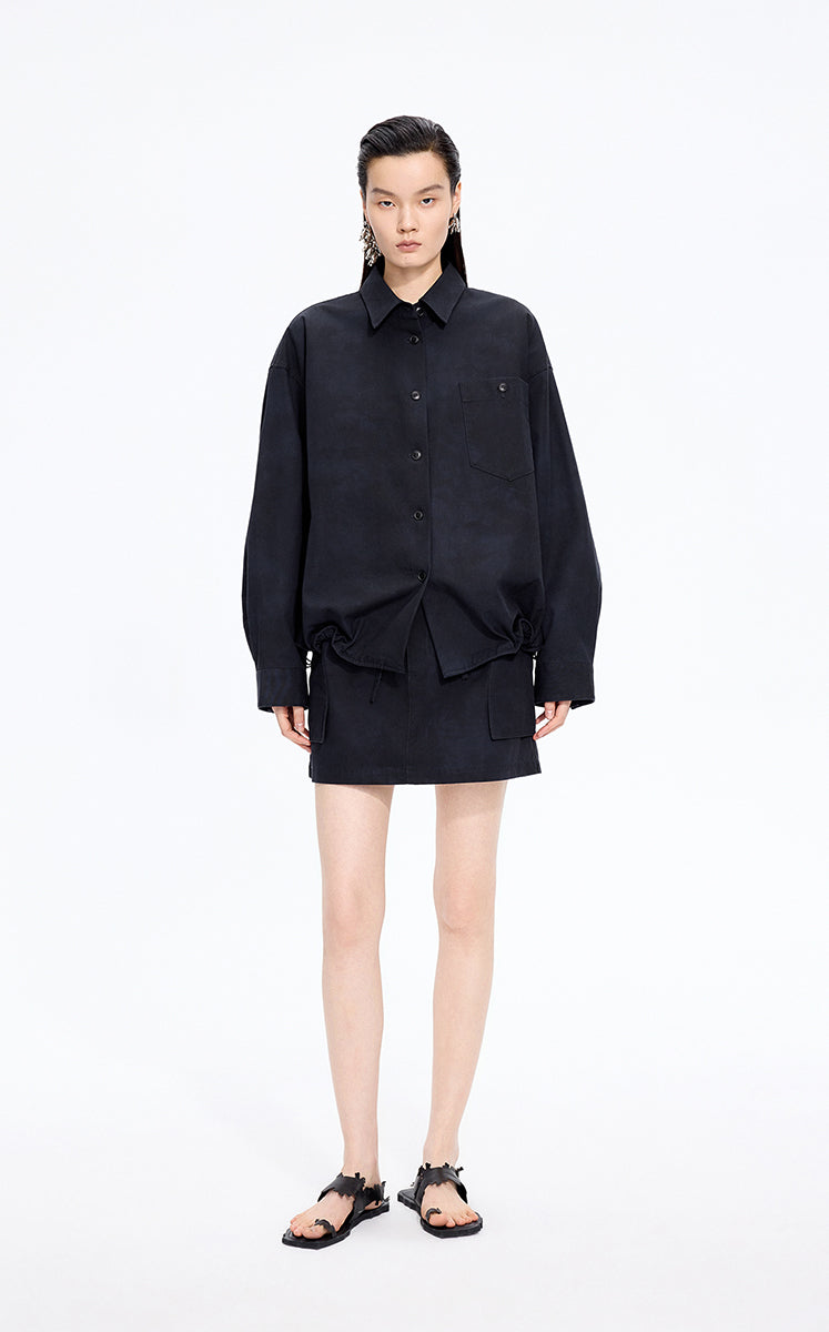 Shirt / JNBY Oversized Floral Print Cotton Shirt