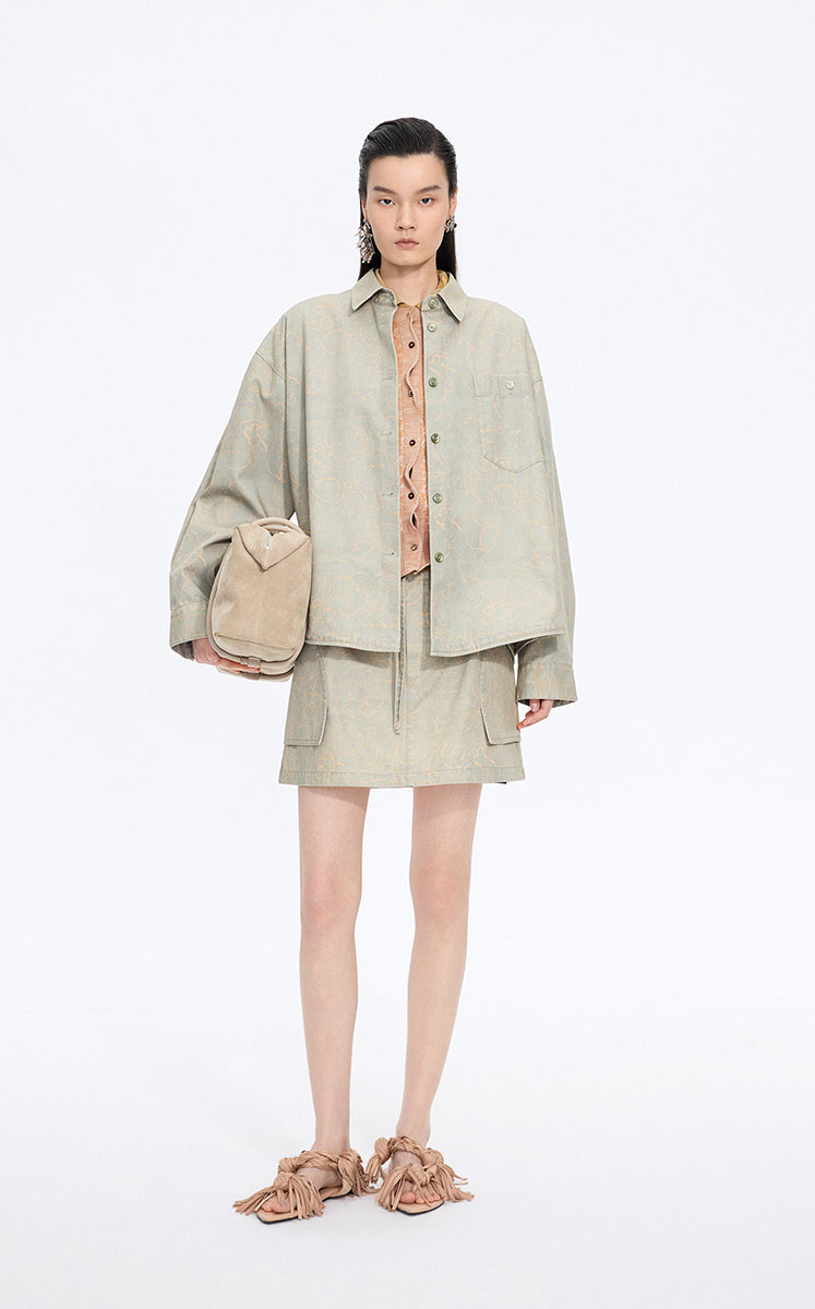 Shirt / JNBY Oversized Floral Print Cotton Shirt
