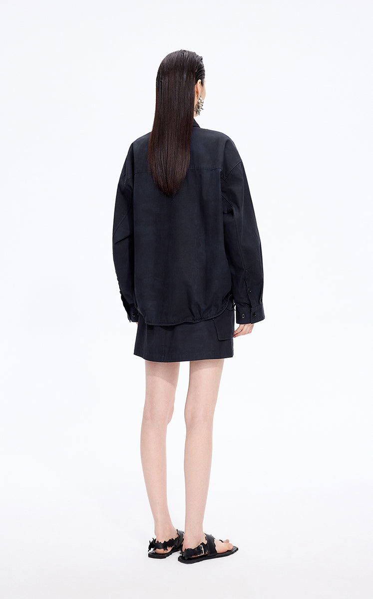 Shirt / JNBY Oversized Floral Print Cotton Shirt