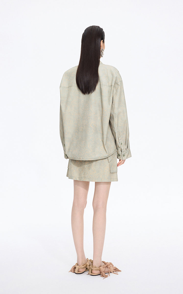 Shirt / JNBY Oversized Floral Print Cotton Shirt