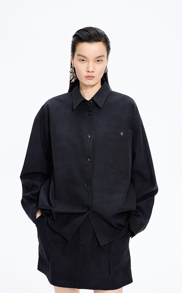 Shirt / JNBY Oversized Floral Print Cotton Shirt