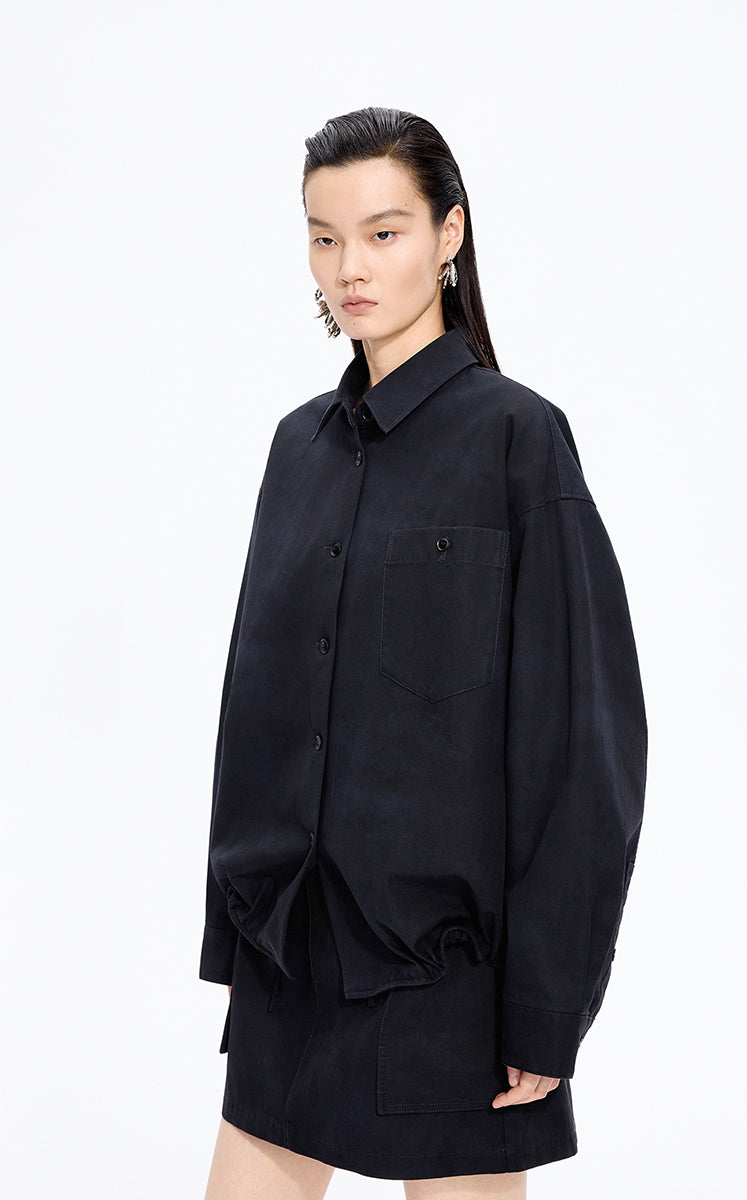 Shirt / JNBY Oversized Floral Print Cotton Shirt