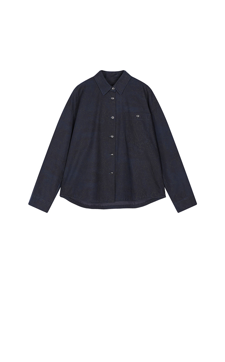 Shirt / JNBY Oversized Floral Print Cotton Shirt