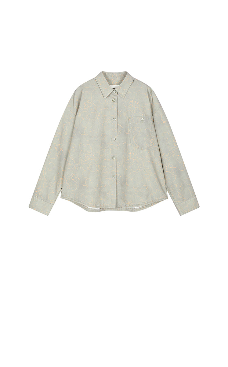 Shirt / JNBY Oversized Floral Print Cotton Shirt