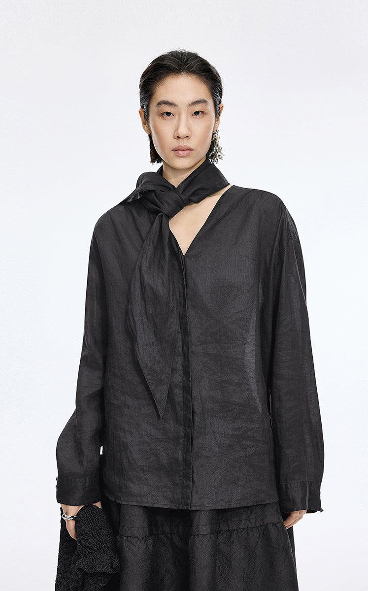 Shirt / JNBY Oversized Linen Long Sleeve Shirt