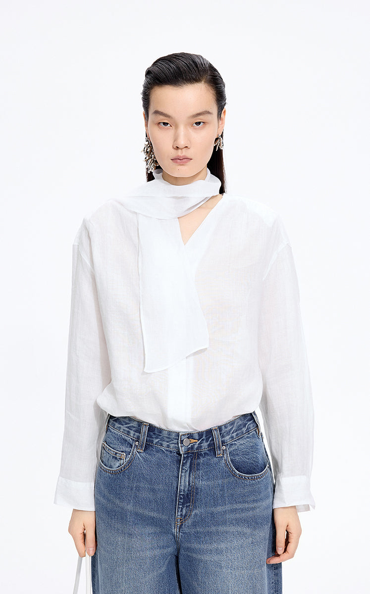 Shirt / JNBY Oversized Linen Long Sleeve Shirt