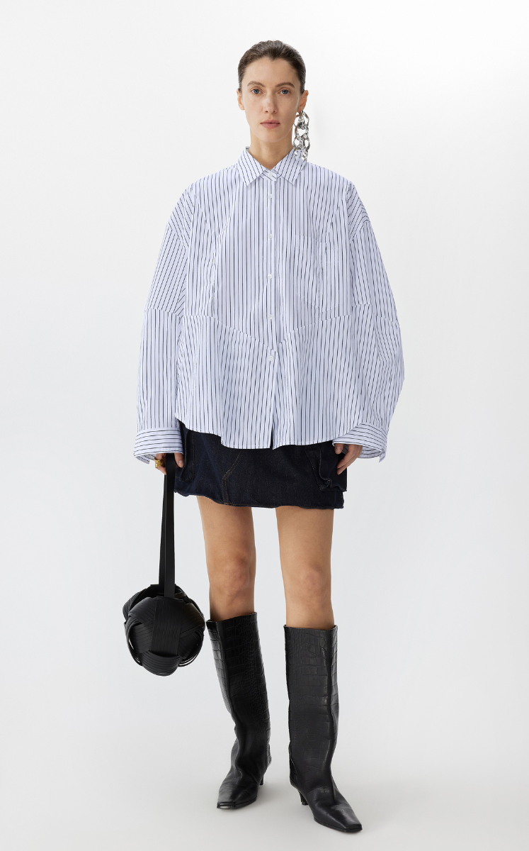 Shirt / JNBY Oversized Striped Cotton Shirt