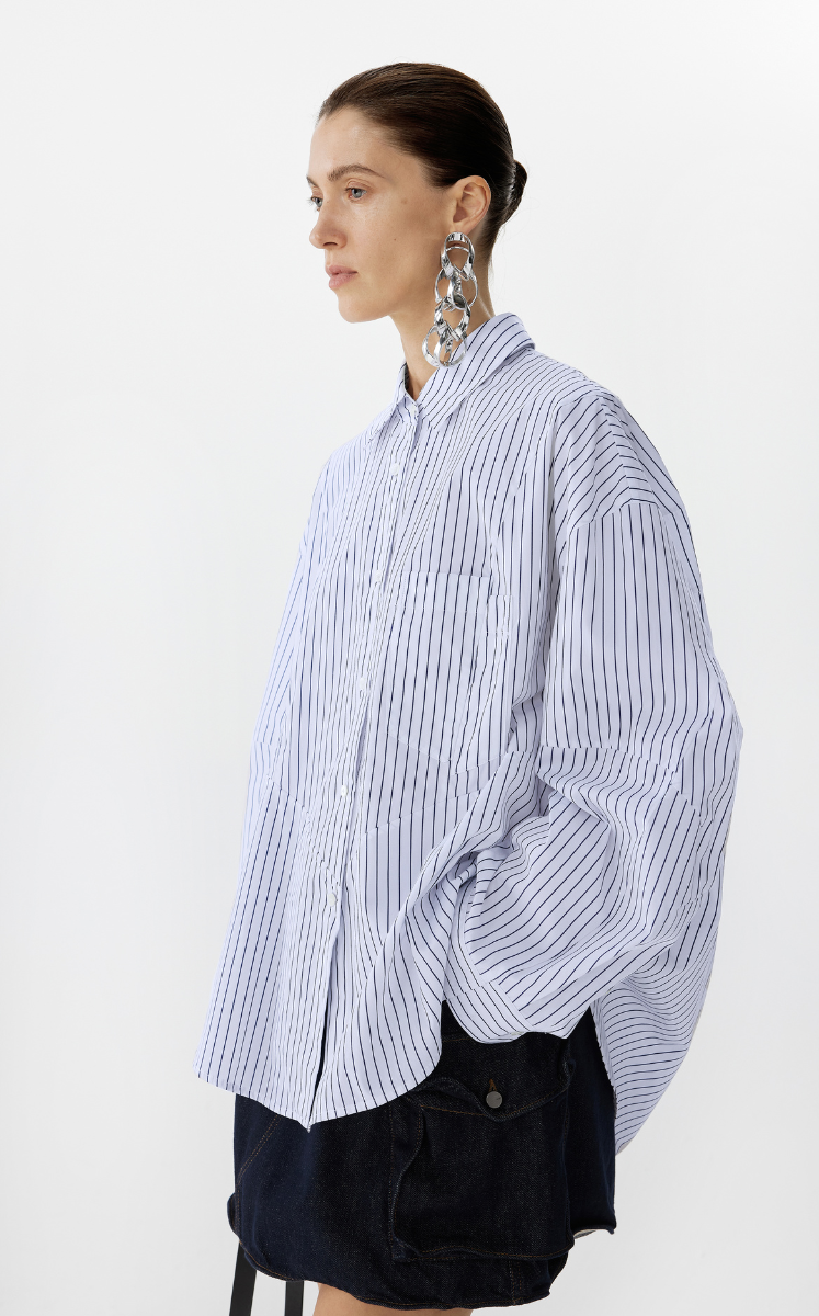 Shirt / JNBY Oversized Striped Cotton Shirt