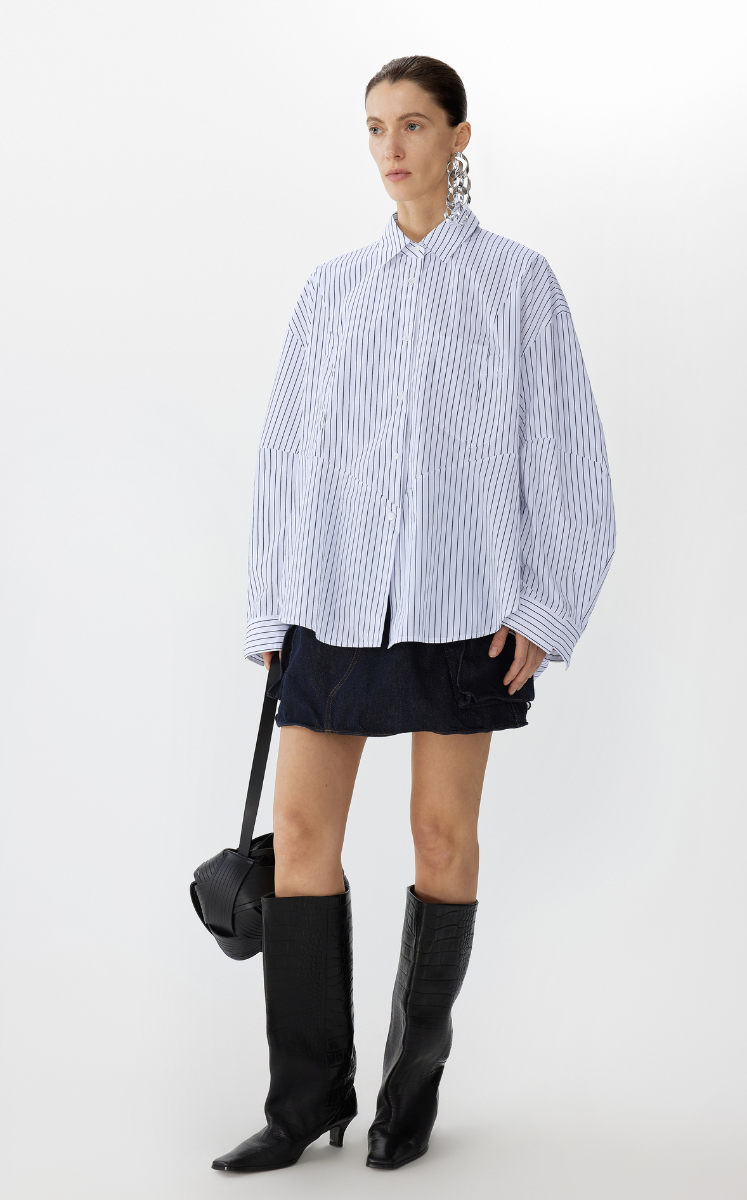 Shirt / JNBY Oversized Striped Cotton Shirt