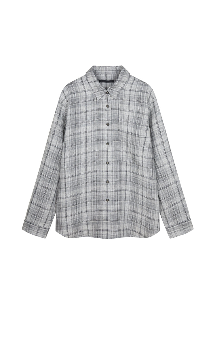 Shirt / JNBY Relaxed Linen Plaid Shirt