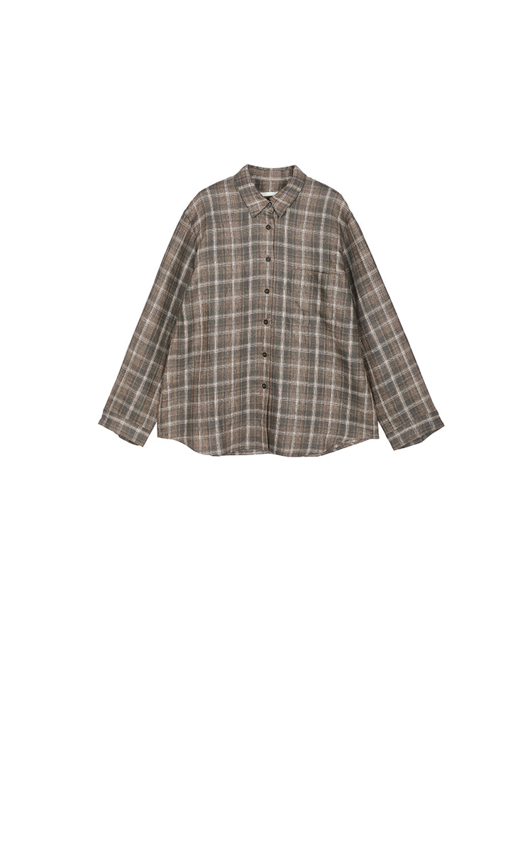 Shirt / JNBY Relaxed Linen Plaid Shirt