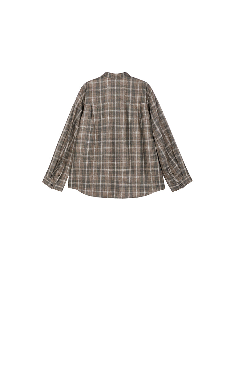 Shirt / JNBY Relaxed Linen Plaid Shirt