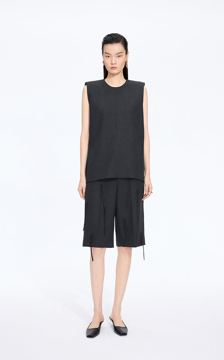 Shirt / JNBY Round Neck Sleeveless Zip-Back Top