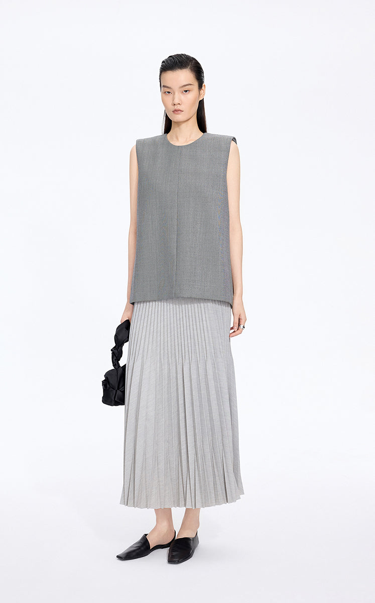 Shirt / JNBY Round Neck Sleeveless Zip-Back Top