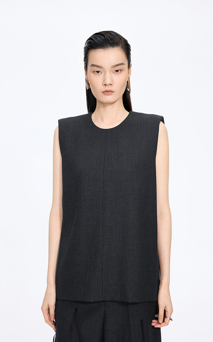 Shirt / JNBY Round Neck Sleeveless Zip-Back Top