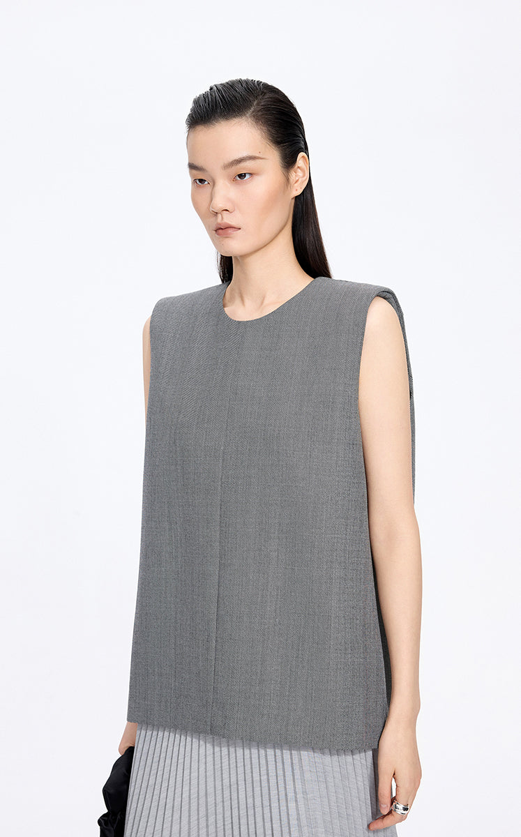 Shirt / JNBY Round Neck Sleeveless Zip-Back Top