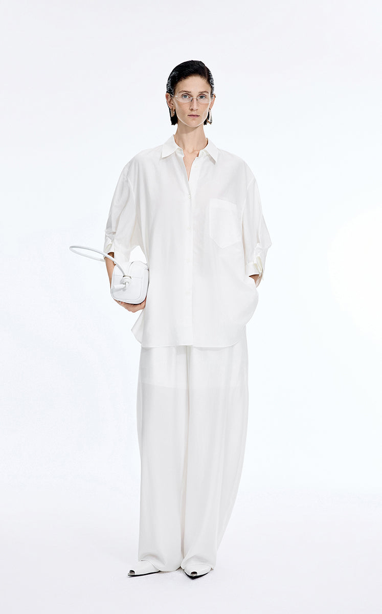 Shirt / JNBY Silk Cotton Oversized Short Sleeve Shirt