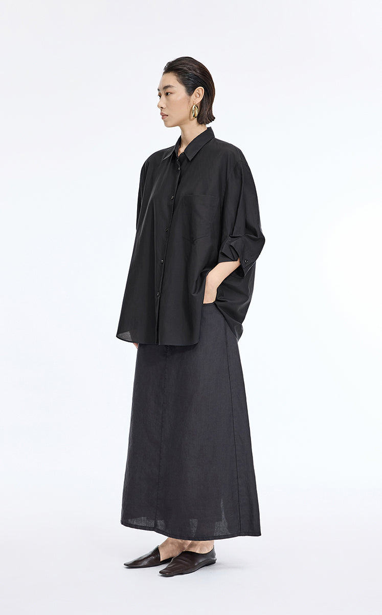 Shirt / JNBY Silk Cotton Oversized Short Sleeve Shirt