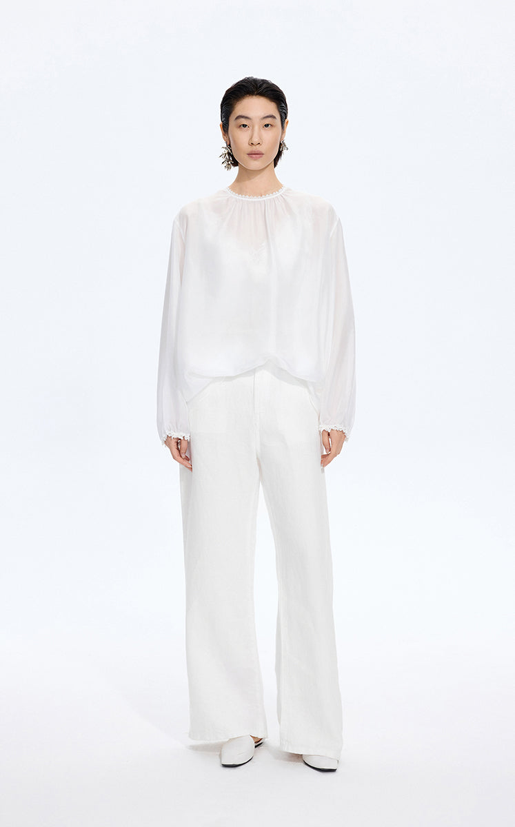 Shirt / JNBY Silk Loose Fit Long Sleeve Shirt