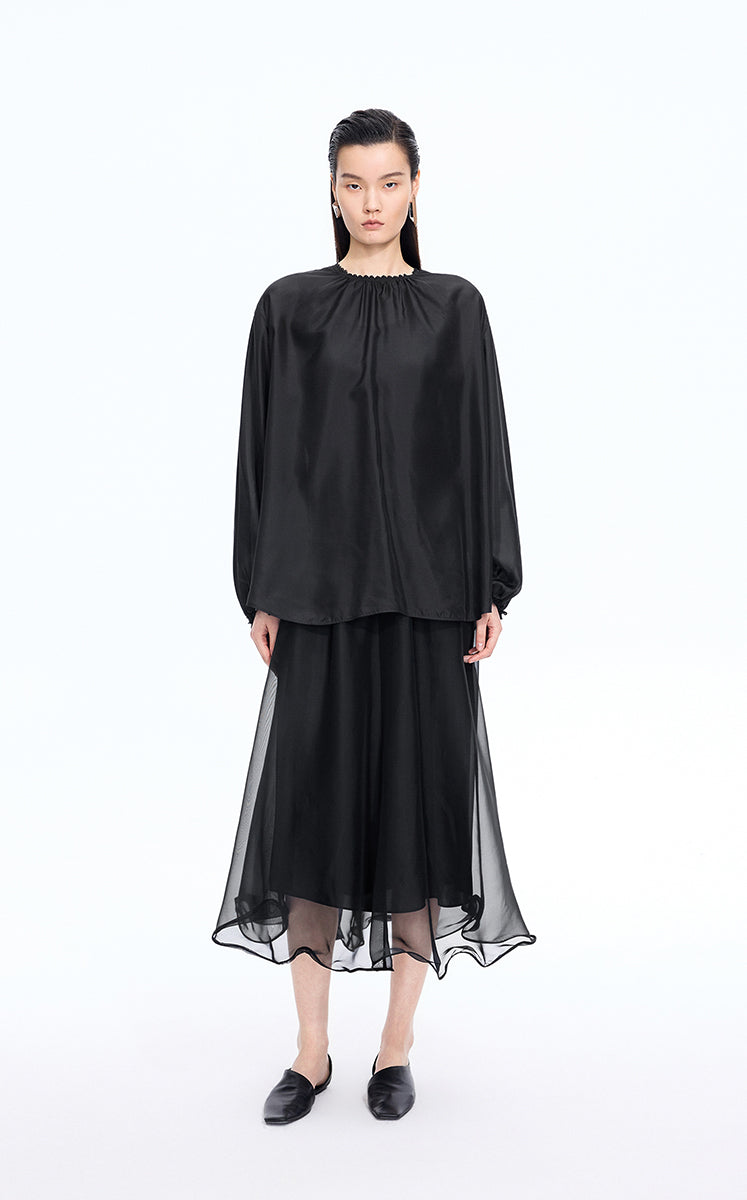 Shirt / JNBY Silk Loose Fit Long Sleeve Shirt