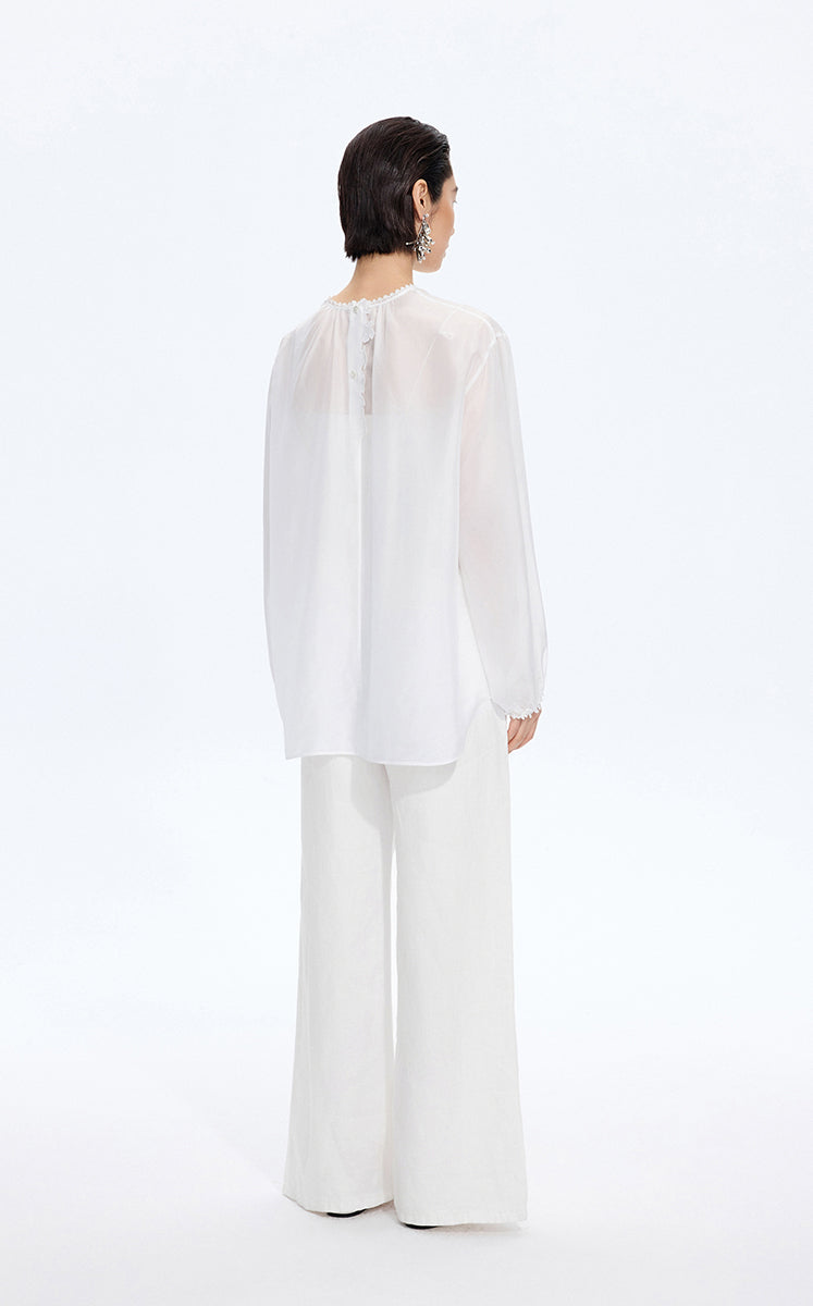 Shirt / JNBY Silk Loose Fit Long Sleeve Shirt