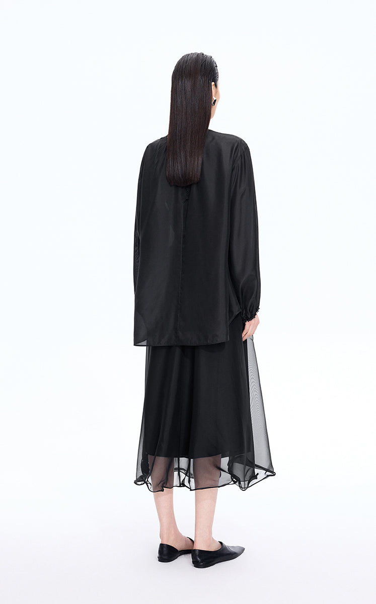 Shirt / JNBY Silk Loose Fit Long Sleeve Shirt