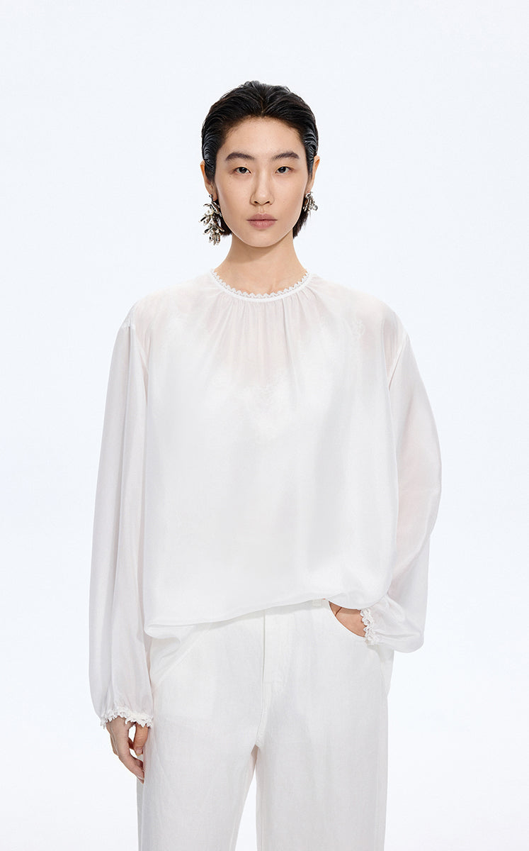 Shirt / JNBY Silk Loose Fit Long Sleeve Shirt