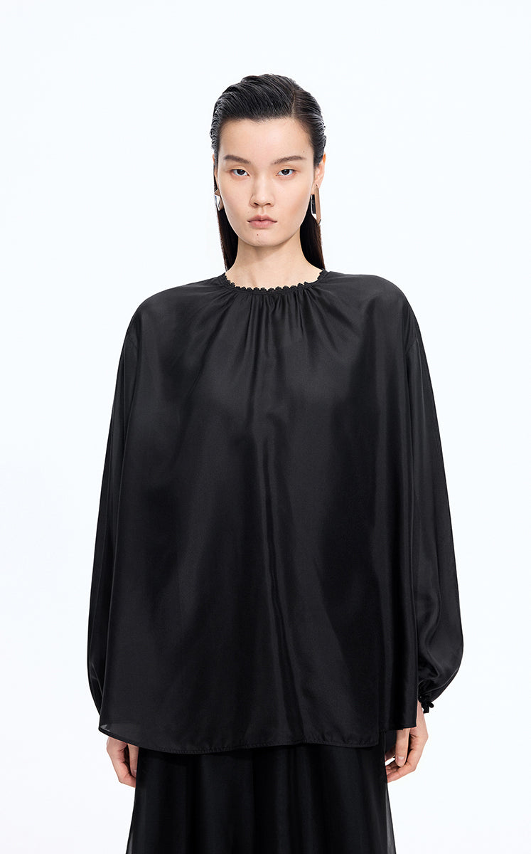 Shirt / JNBY Silk Loose Fit Long Sleeve Shirt