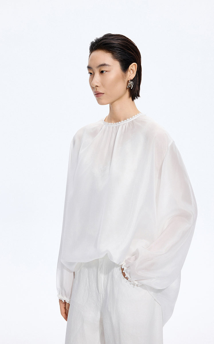 Shirt / JNBY Silk Loose Fit Long Sleeve Shirt