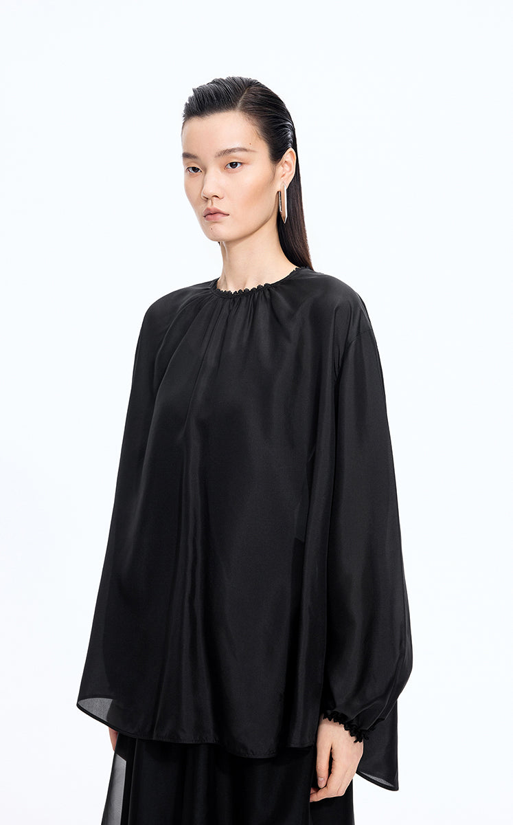 Shirt / JNBY Silk Loose Fit Long Sleeve Shirt
