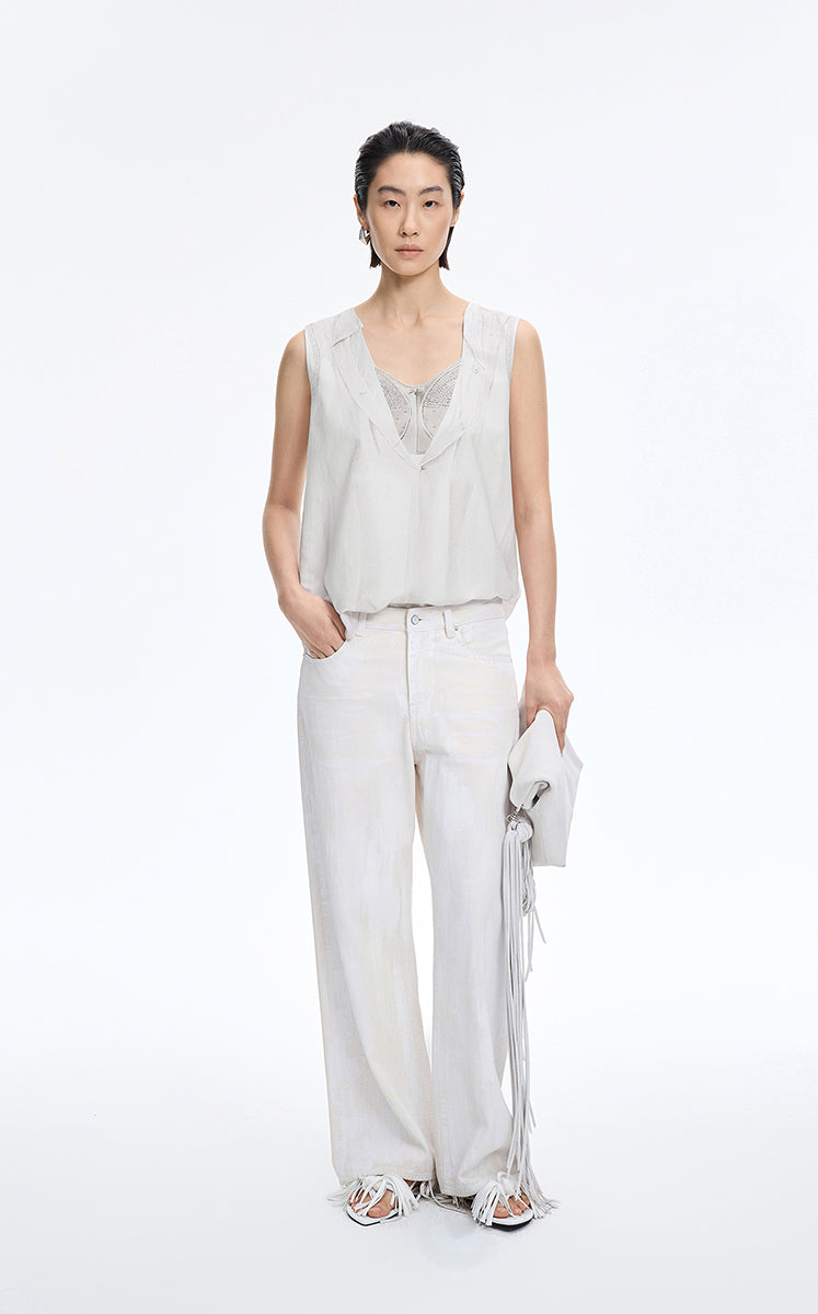 Shirt / JNBY Trompe L'oeil Printed Sleeveless Top