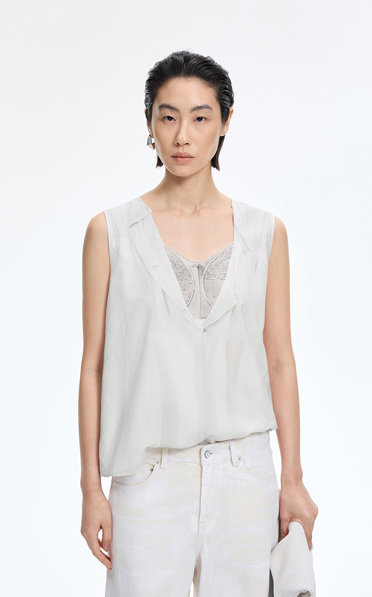 Shirt / JNBY Trompe L'oeil Printed Sleeveless Top