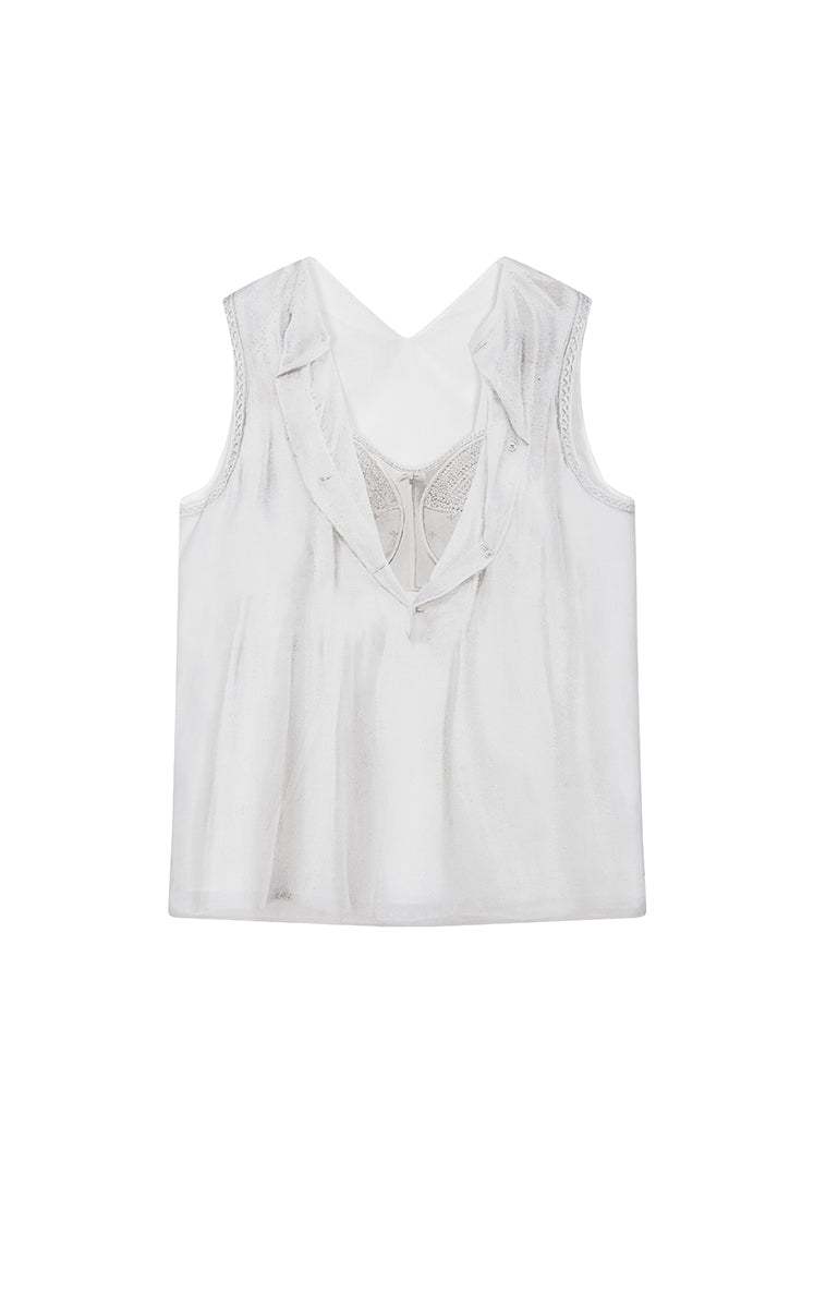 Shirt / JNBY Trompe L'oeil Printed Sleeveless Top