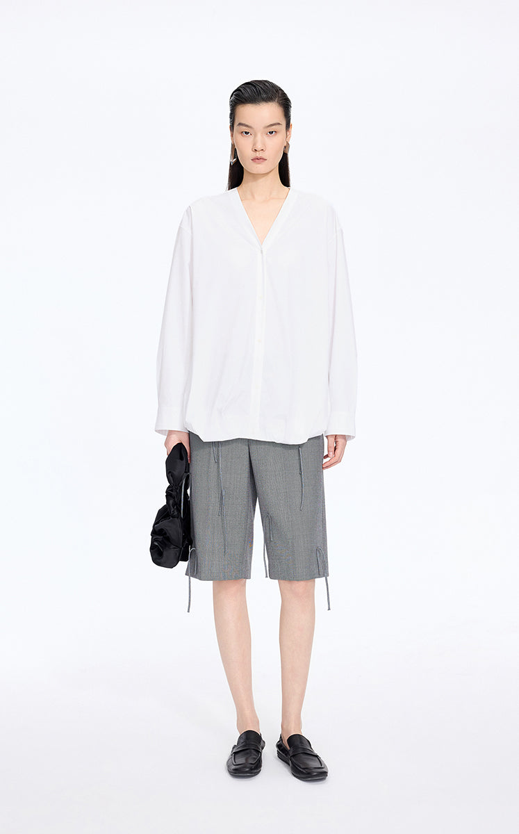 Shirt / JNBY V-Neck Poplin Oversized Shirt