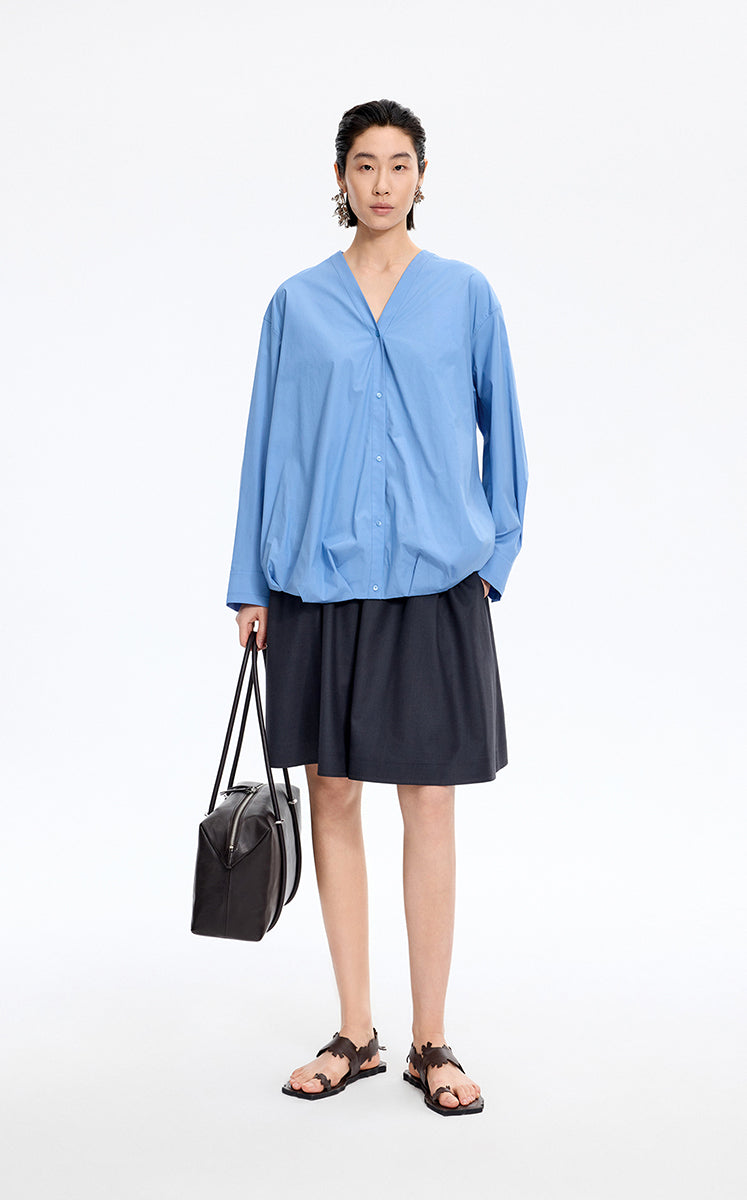 Shirt / JNBY V-Neck Poplin Oversized Shirt