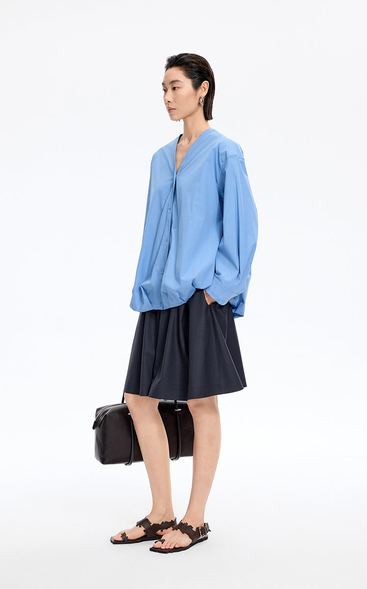 Shirt / JNBY V-Neck Poplin Oversized Shirt