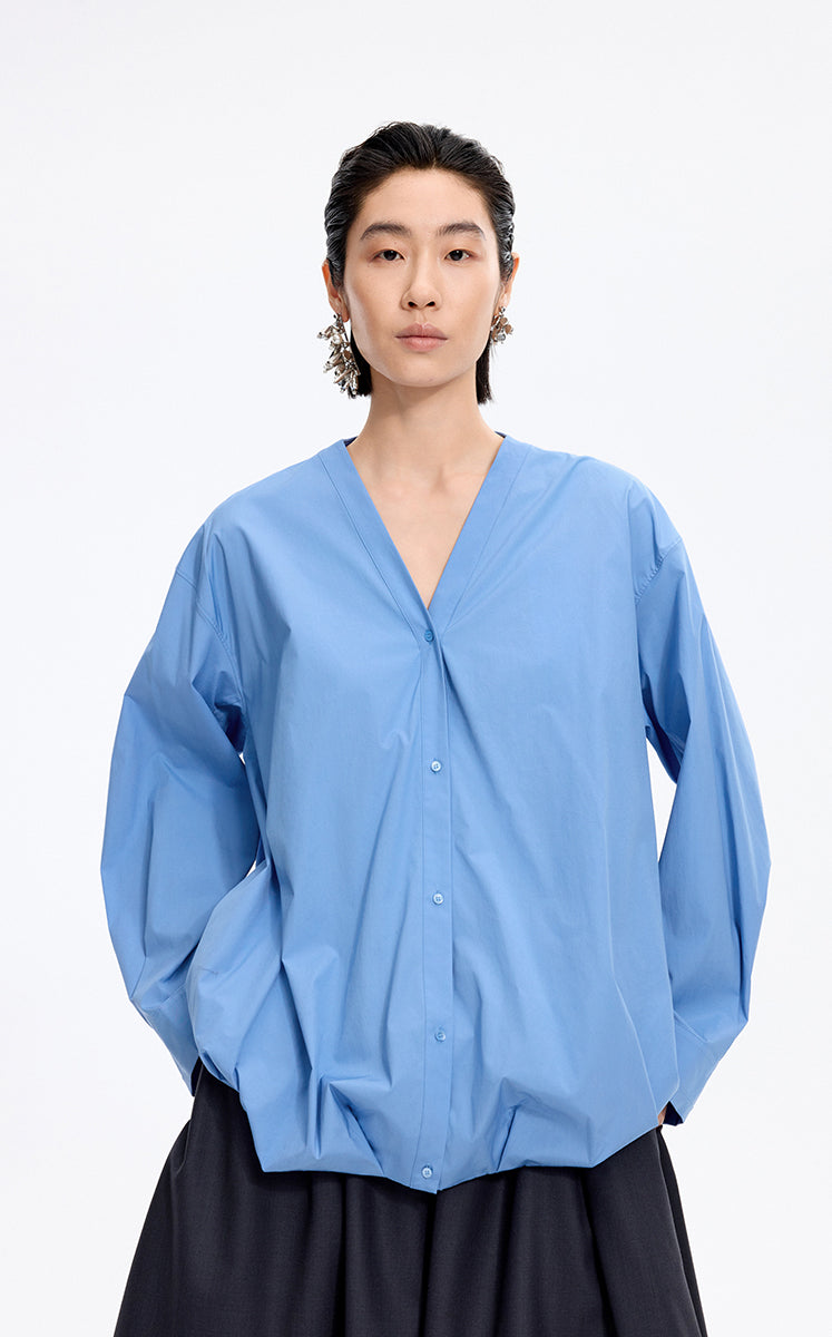 Shirt / JNBY V-Neck Poplin Oversized Shirt