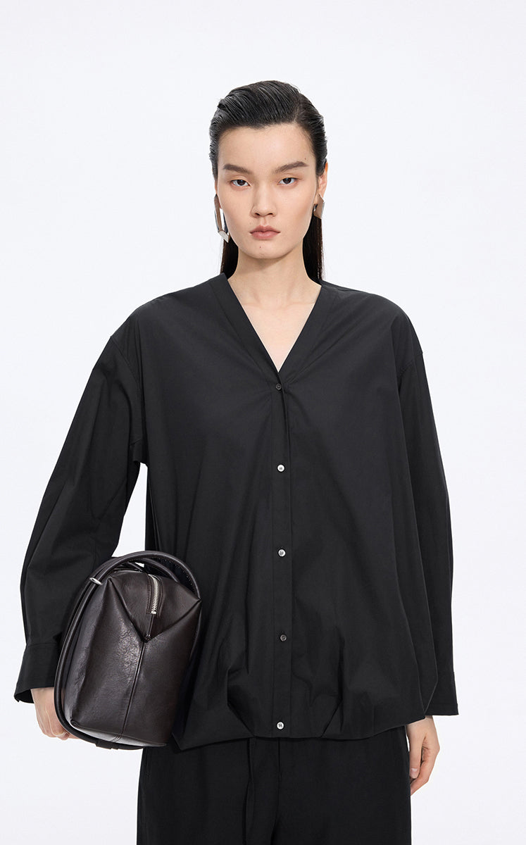 Shirt / JNBY V-Neck Poplin Oversized Shirt
