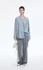 Shirt / JNBY V-neck Liberty Bird Print Cotton Shirt