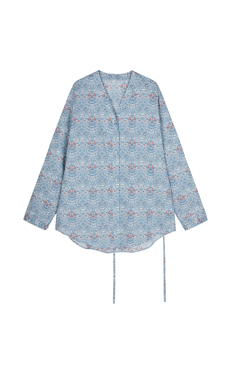Shirt / JNBY V-neck Liberty Bird Print Cotton Shirt