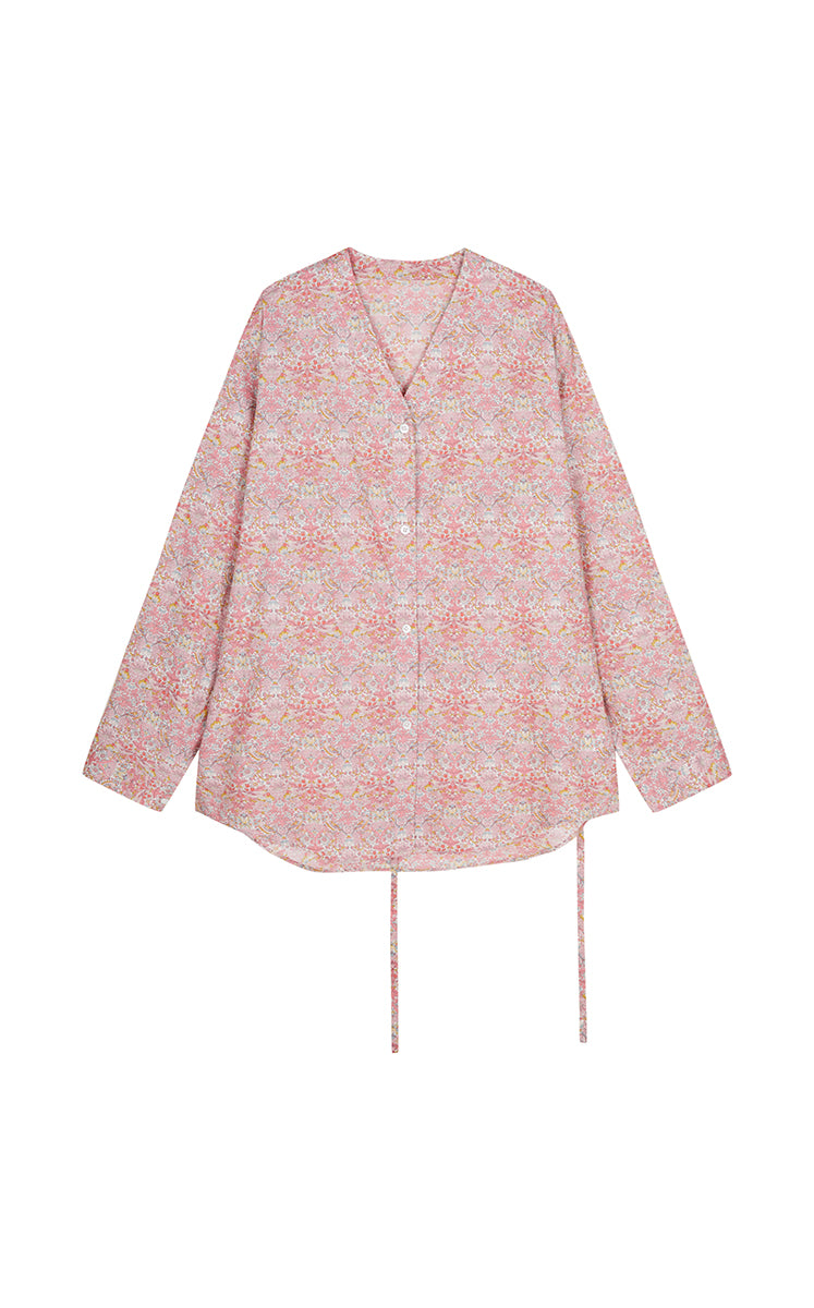 Shirt / JNBY V-neck Liberty Bird Print Cotton Shirt